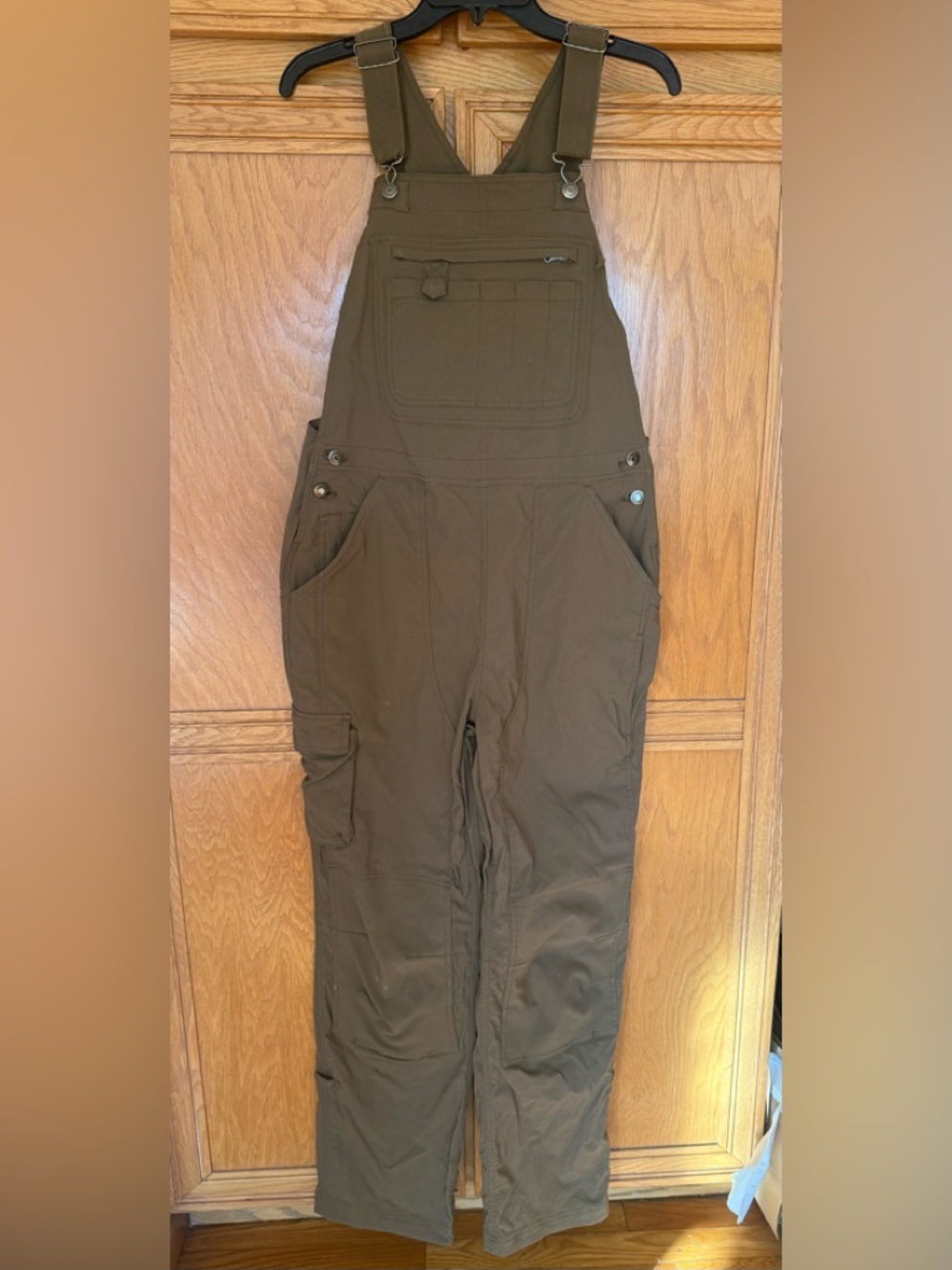 Duluth Trading Bib Overalls Olive Green Women Medium 33 Reinforced Knees As Is
